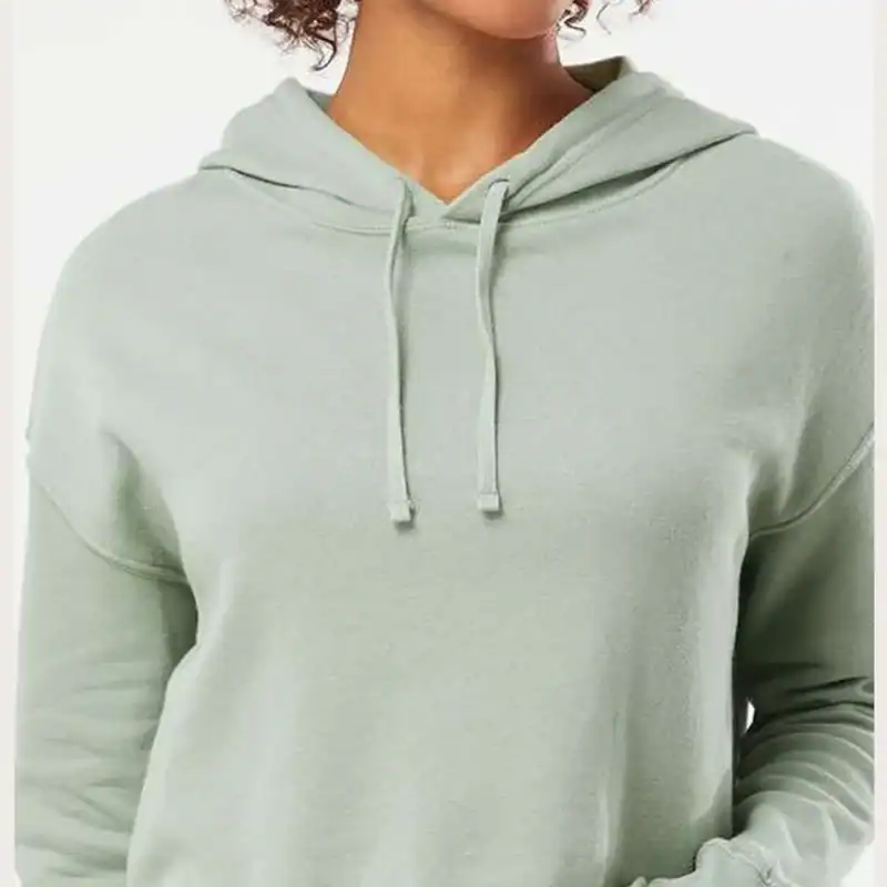 Sage Custom Women’s Crop Hoodie – Lightweight Logo Sweatshirt AFX64CRP shown on model