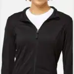 Black Custom Women’s Track Jacket – Poly-Tech Slim Fit Full-Zip EXP60PAZ shown on model
