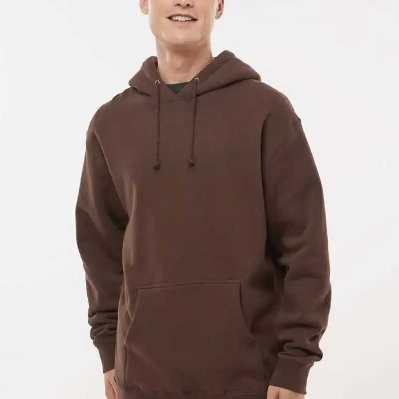 Brown Custom Heavyweight Hoodie – Independent Trading Co. IND4000 shown on model