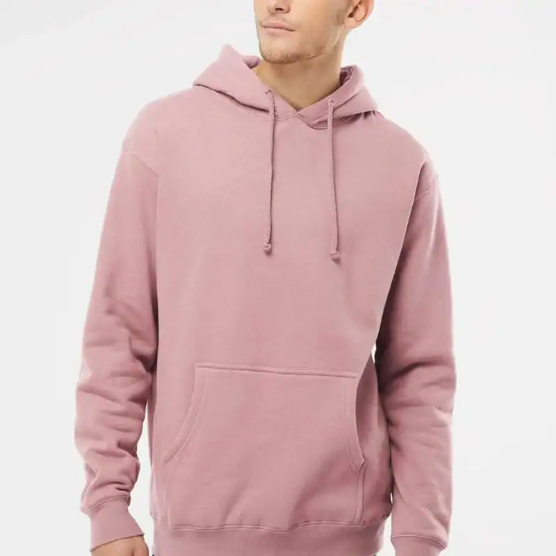 Dusty Pink Custom Heavyweight Hoodie – Independent Trading Co. IND4000 shown on model
