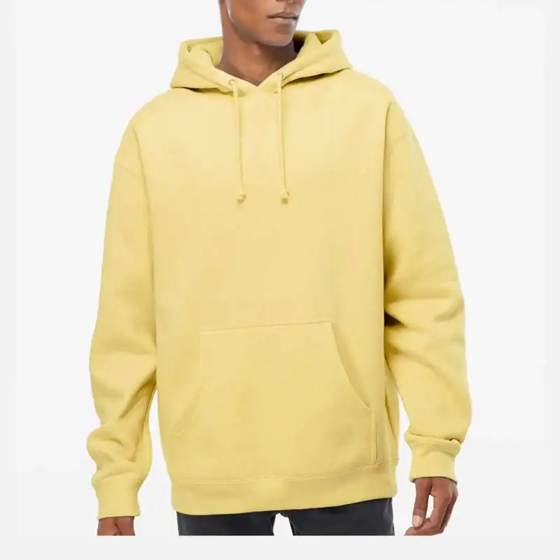 Custom Heavyweight Hoodie – Independent Trading Co. IND4000 – Light Yellow Color Image Light Yellow – on model – CIND4000
