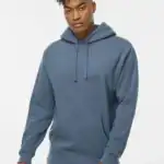 Storm Blue Custom Heavyweight Hoodie – Independent Trading Co. IND4000 shown on model