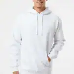 White Custom Heavyweight Hoodie – Independent Trading Co. IND4000 shown on model