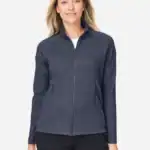 custom women's full zip jacket – Classic Navy Heather – on model – CNE727W