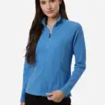 custom women's full zip jacket – Light Nautical Blue Heather – on model – CNE727W