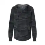 Black Camo Custom Women’s Lightweight Hoodie – California Wave Wash PRM2500