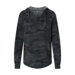 Black Camo Custom Women’s Lightweight Hoodie – California Wave Wash PRM2500