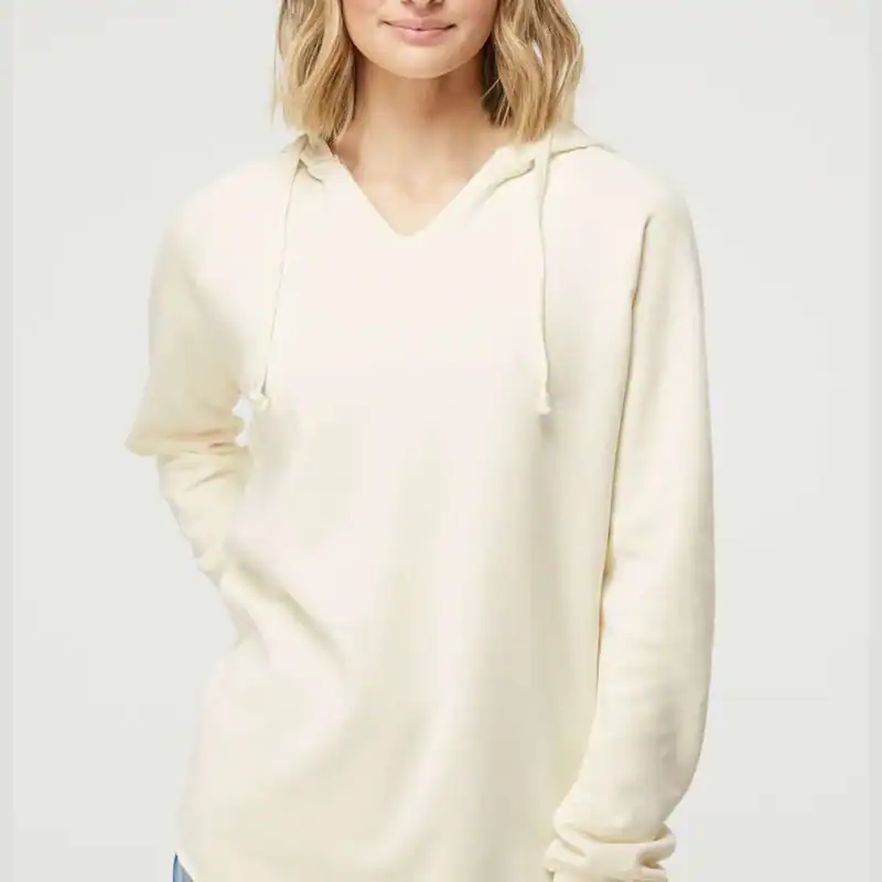 Bone Custom Women’s Lightweight Hoodie – California Wave Wash PRM2500 shown on model