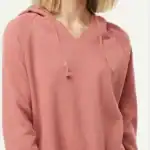 Dusty Rose Custom Women’s Lightweight Hoodie – California Wave Wash PRM2500 shown on model