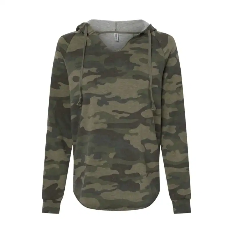 Forest Camo Custom Women’s Lightweight Hoodie – California Wave Wash PRM2500