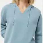 Misty Blue Custom Women’s Lightweight Hoodie – California Wave Wash PRM2500 shown on model