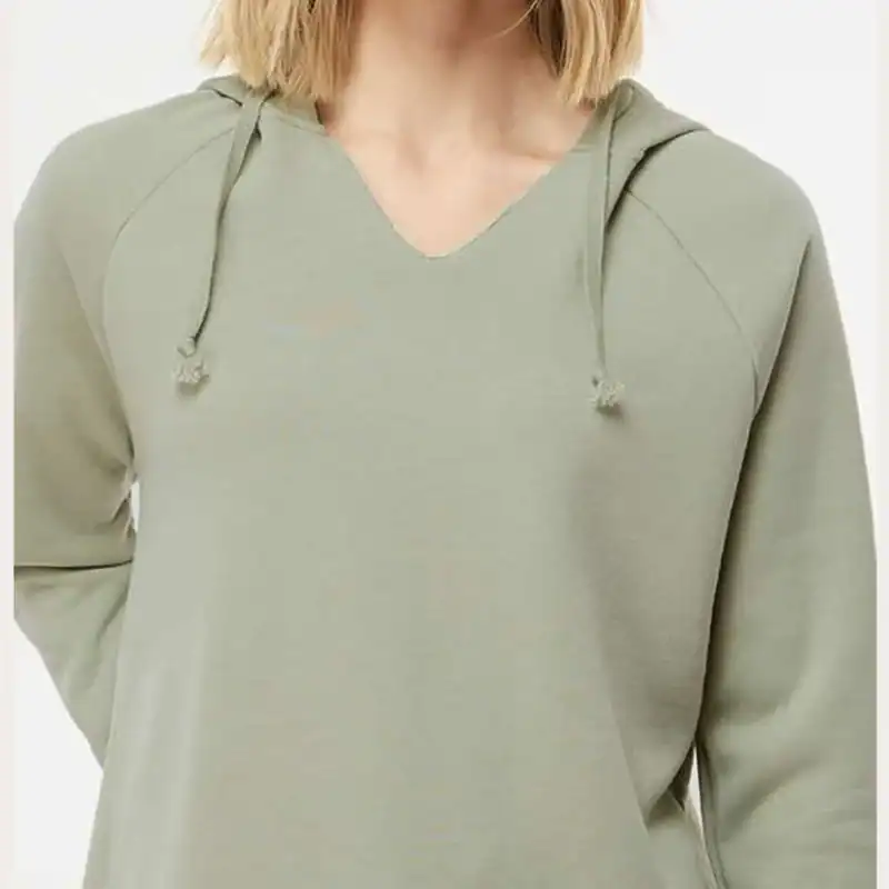 Sage Custom Women’s Lightweight Hoodie – California Wave Wash PRM2500 shown on model