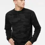 Black Camo Custom Embroidered Crewneck Sweatshirt – Independent Trading Co. SS3000 | Midweight Unisex Fleece shown on model