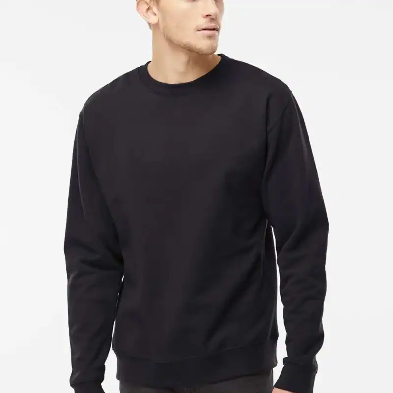 Black Custom Embroidered Crewneck Sweatshirt – Independent Trading Co. SS3000 | Midweight Unisex Fleece shown on model