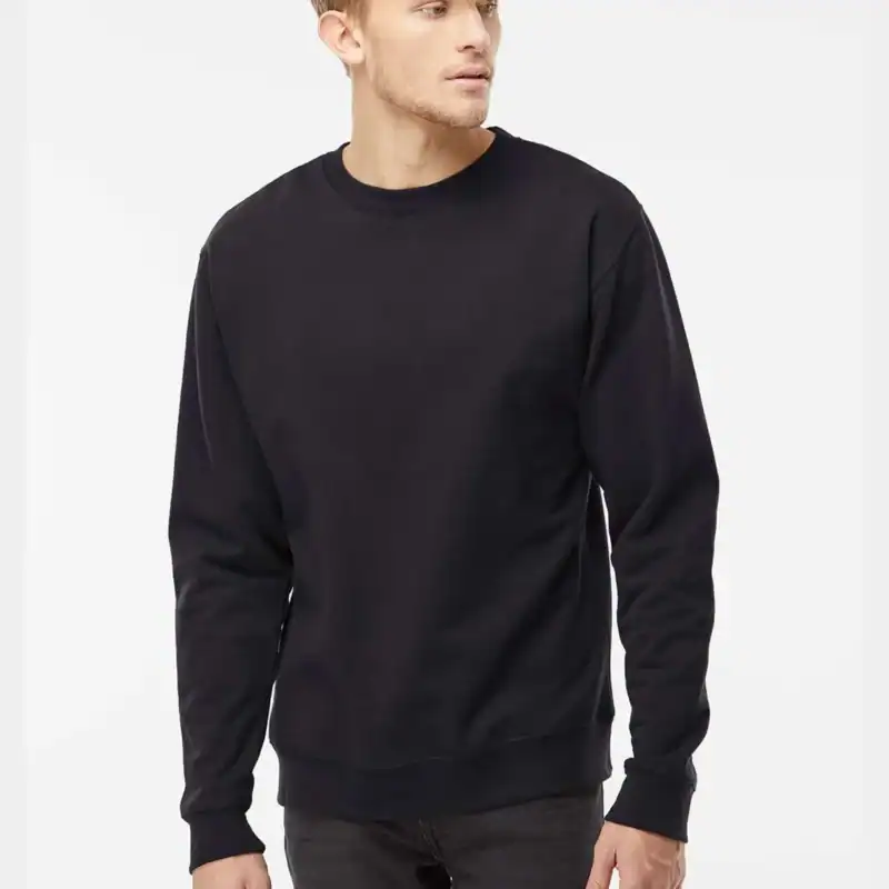 Black Custom Embroidered Crewneck Sweatshirt – Independent Trading Co. SS3000 | Midweight Unisex Fleece shown on model