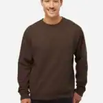Brown Custom Embroidered Crewneck Sweatshirt – Independent Trading Co. SS3000 | Midweight Unisex Fleece shown on model