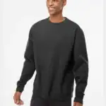 Charcoal Heather Custom Embroidered Crewneck Sweatshirt – Independent Trading Co. SS3000 | Midweight Unisex Fleece shown on model