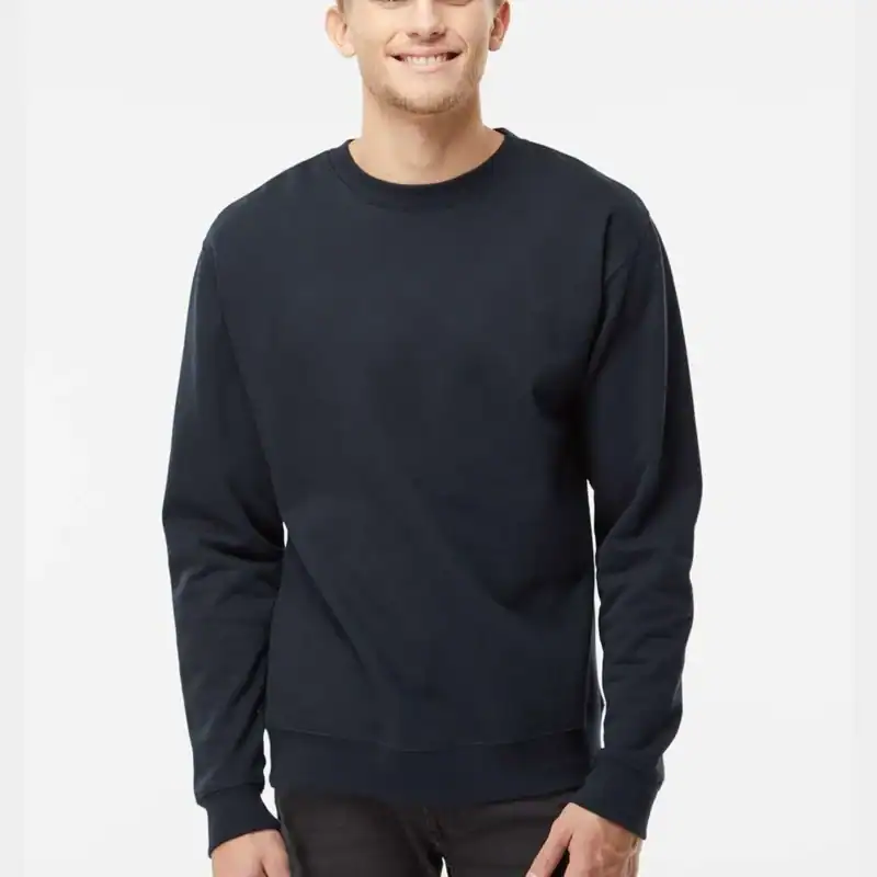 Classic Navy Custom Embroidered Crewneck Sweatshirt – Independent Trading Co. SS3000 | Midweight Unisex Fleece shown on model