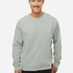 Dusty Sage Custom Embroidered Crewneck Sweatshirt – Independent Trading Co. SS3000 | Midweight Unisex Fleece shown on model