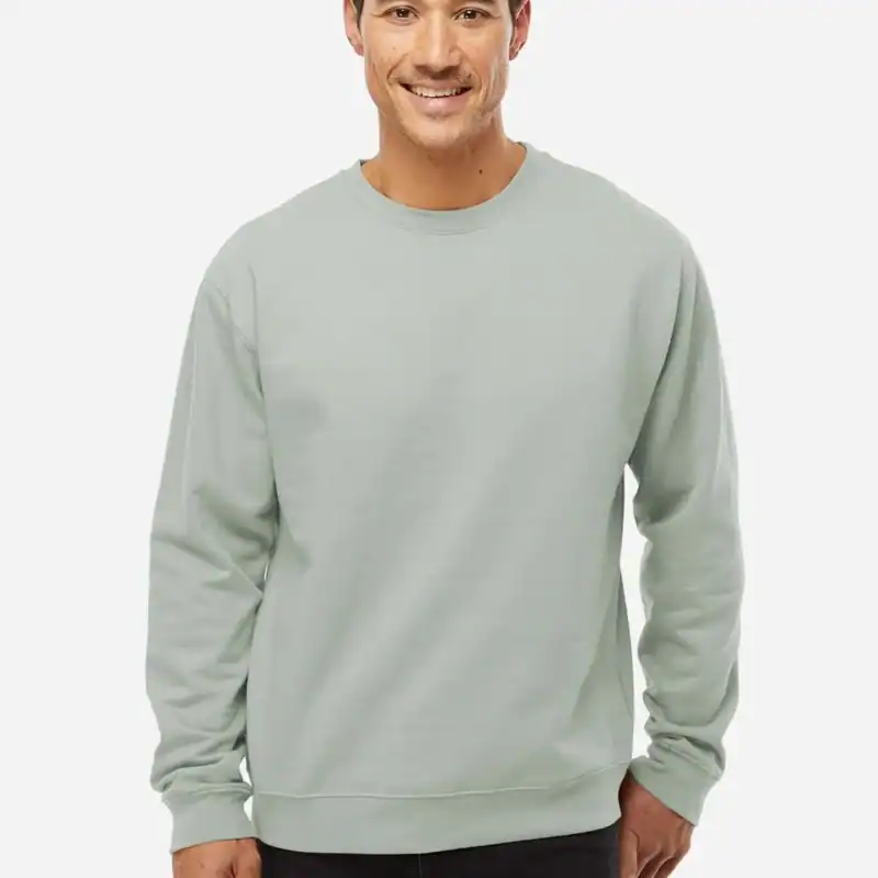 Dusty Sage Custom Embroidered Crewneck Sweatshirt – Independent Trading Co. SS3000 | Midweight Unisex Fleece shown on model