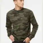 Forest Camo Custom Embroidered Crewneck Sweatshirt – Independent Trading Co. SS3000 | Midweight Unisex Fleece shown on model