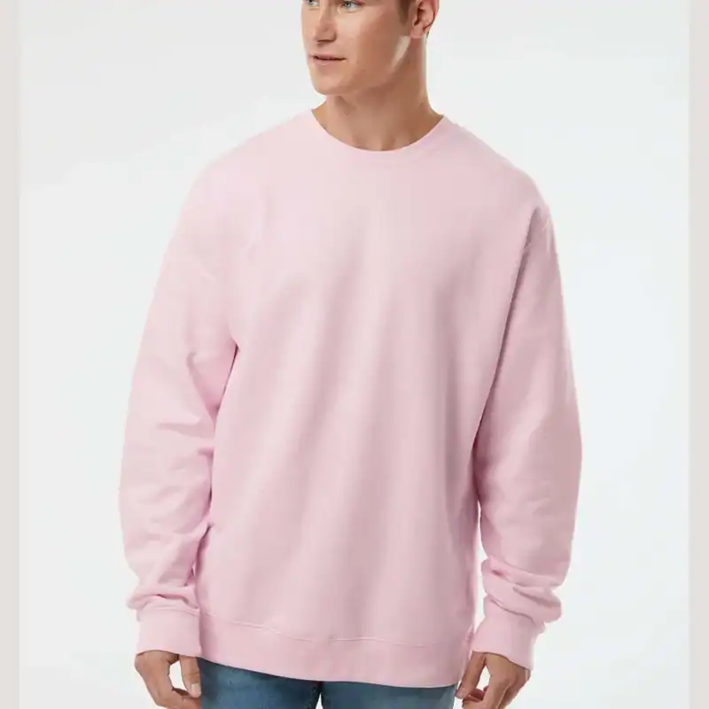 Light Pink Custom Embroidered Crewneck Sweatshirt – Independent Trading Co. SS3000 | Midweight Unisex Fleece shown on model