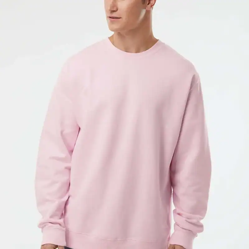 Light Pink Custom Embroidered Crewneck Sweatshirt – Independent Trading Co. SS3000 | Midweight Unisex Fleece shown on model