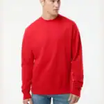 Red Custom Embroidered Crewneck Sweatshirt – Independent Trading Co. SS3000 | Midweight Unisex Fleece shown on model