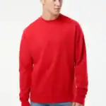 Red Custom Embroidered Crewneck Sweatshirt – Independent Trading Co. SS3000 | Midweight Unisex Fleece shown on model