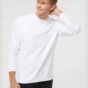 White Custom Embroidered Crewneck Sweatshirt – Independent Trading Co. SS3000 | Midweight Unisex Fleece shown on model