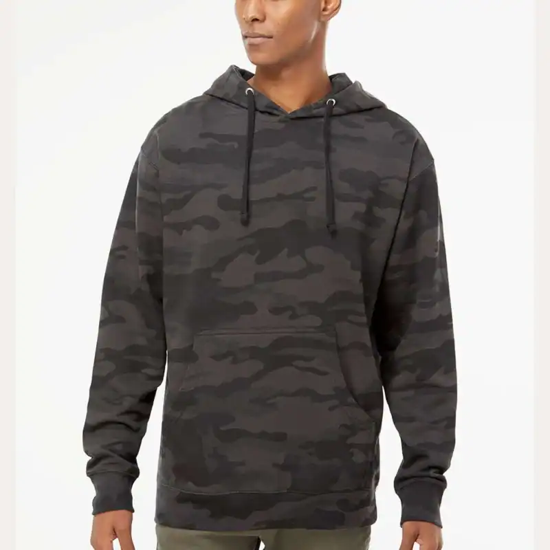 Black Camo Independent Trading Co. - Midweight Hooded Sweatshirt - SS4500 shown on model