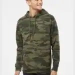 Forest Camo Independent Trading Co. - Midweight Hooded Sweatshirt - SS4500 shown on model