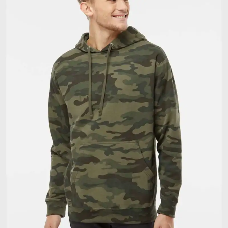 Forest Camo Independent Trading Co. - Midweight Hooded Sweatshirt - SS4500 shown on model