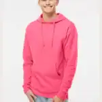 Neon Pink Independent Trading Co. - Midweight Hooded Sweatshirt - SS4500 shown on model