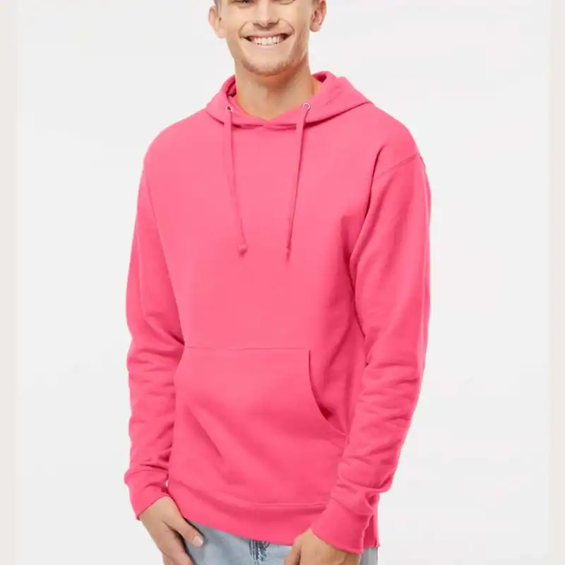 Neon Pink Independent Trading Co. - Midweight Hooded Sweatshirt - SS4500 shown on model