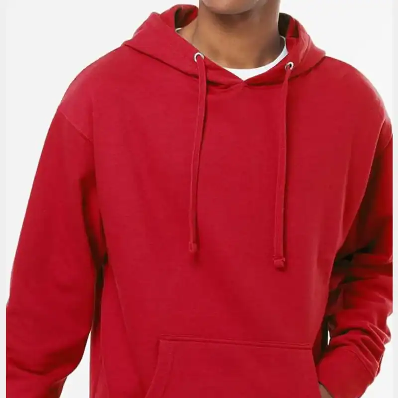Independent Trading Co. - Midweight Hooded Sweatshirt - SS4500 – Red Color Image Red Independent Trading Co. - Midweight Hooded Sweatshirt - SS4500 shown on model