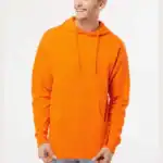 Safety Orange Independent Trading Co. - Midweight Hooded Sweatshirt - SS4500 shown on model