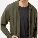 Army Custom Logo Zip Up Hoodie – Independent Trading Co. SS4500Z shown on model