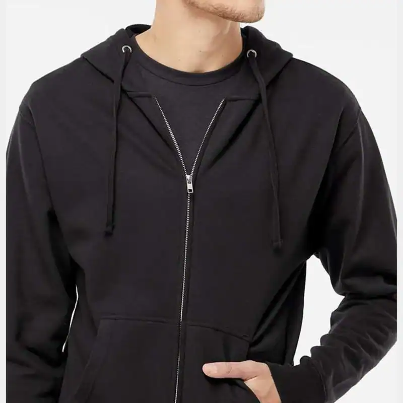 Black Custom Logo Zip Up Hoodie – Independent Trading Co. SS4500Z shown on model