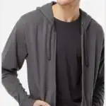 Charcoal Custom Logo Zip Up Hoodie – Independent Trading Co. SS4500Z shown on model