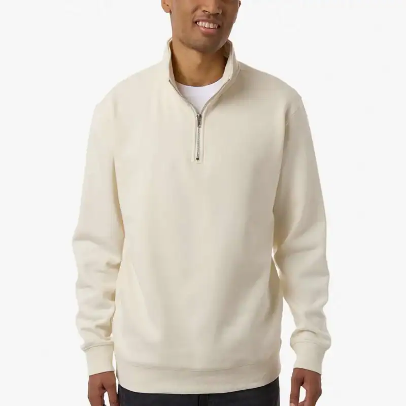 custom quarter zip pullover – Bone – on model – CSS4600QZ