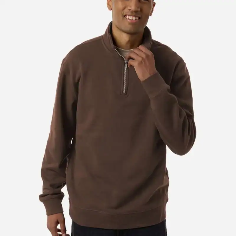 Brown Custom Unisex Midweight Pullover Quarter-Zip – Independent Trading Co. SS4600QZ shown on model
