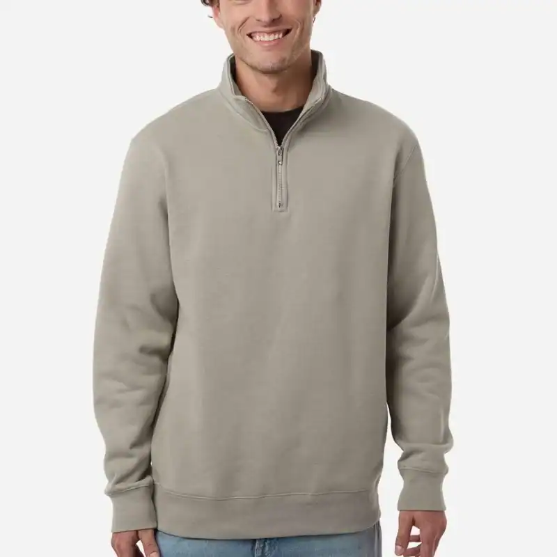 custom quarter zip pullover – Cement – on model – CSS4600QZ