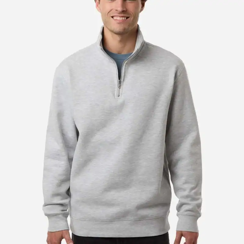 Grey Heather Custom Unisex Midweight Pullover Quarter-Zip – Independent Trading Co. SS4600QZ shown on model